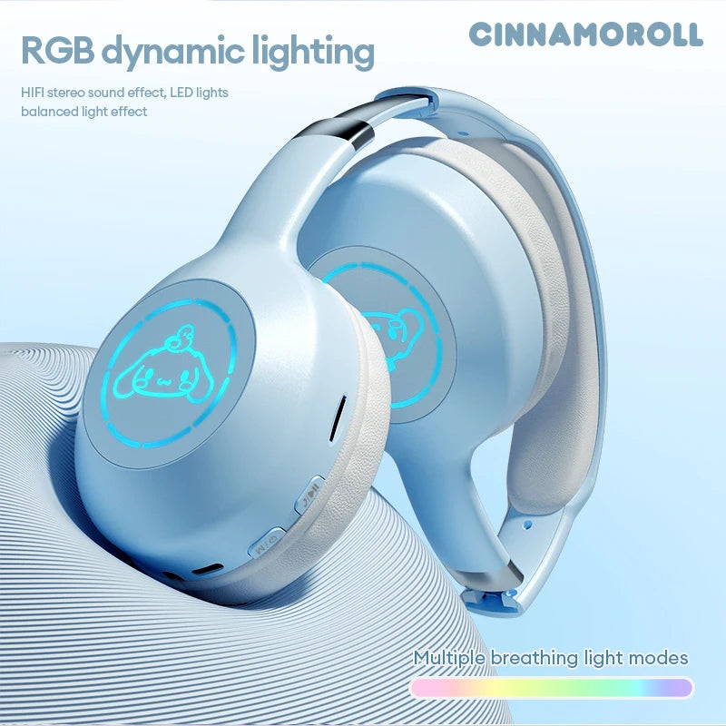 Miniso EM-368 Bluetooth 5.2 Headphone Stereo Sound Wireless Earphones with RGB Light Headsets Kuromi Melody Hello Kitty