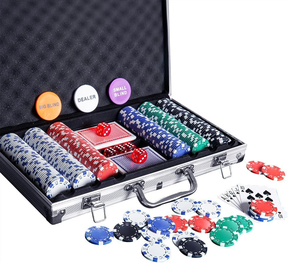 Casino Poker Chip Set - 300PCS Poker Chips with Aluminum Case, 11.5 Gram Chips for Texas Holdem Blackjack Gambling