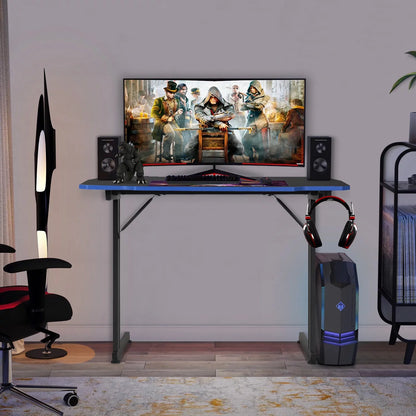 40/48Inch Gaming Desk Computer Desk for Small Area Corner, Z-Shape Gaming Desk with Headphone Hook Gaming Table for PC Computer Table and Desks Small Portable Computer Desk Gaming PC Desk