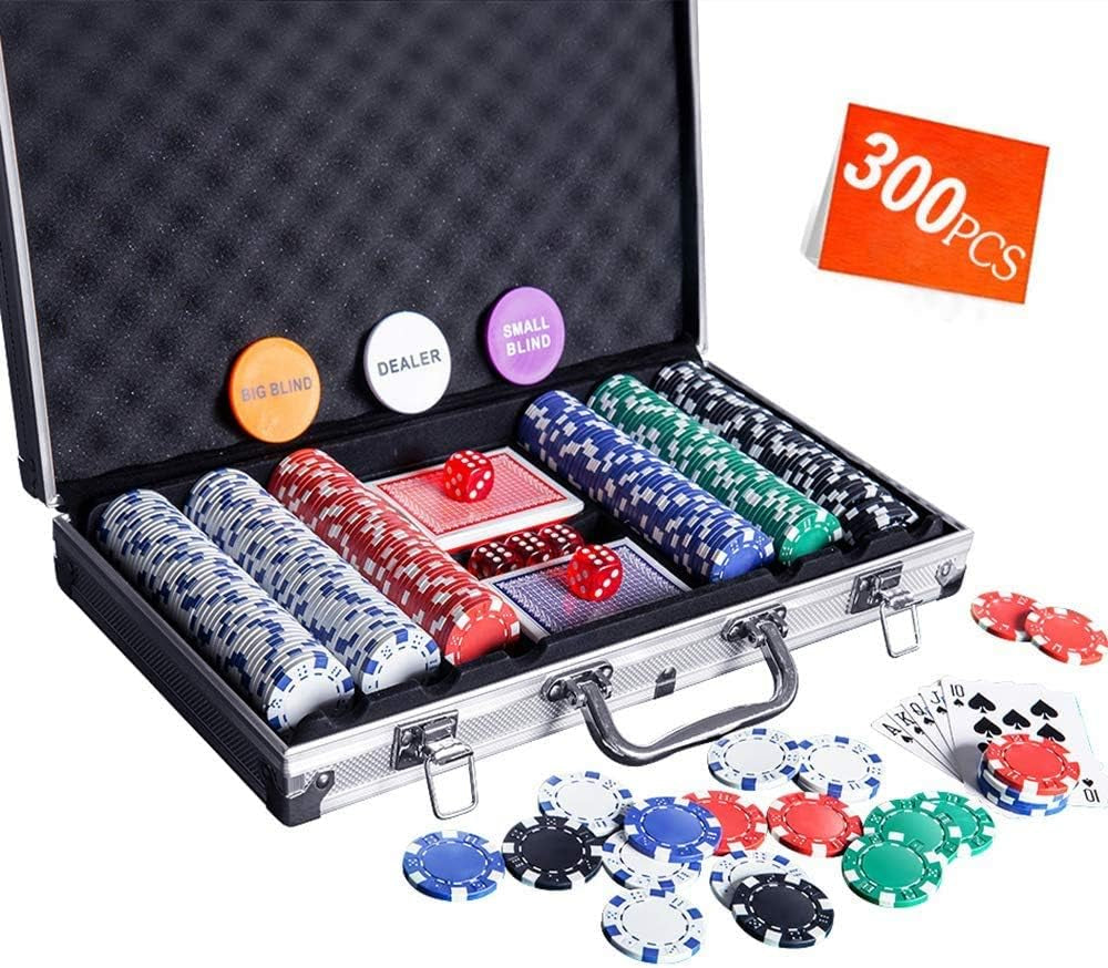 Casino Poker Chip Set - 300PCS Poker Chips with Aluminum Case, 11.5 Gram Chips for Texas Holdem Blackjack Gambling