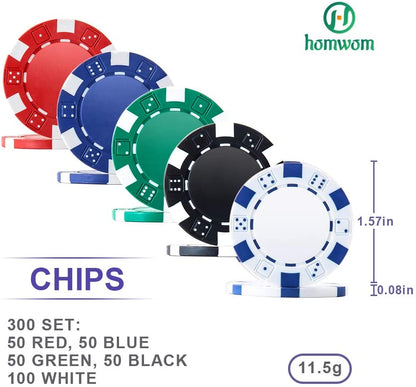 Casino Poker Chip Set - 300PCS Poker Chips with Aluminum Case, 11.5 Gram Chips for Texas Holdem Blackjack Gambling