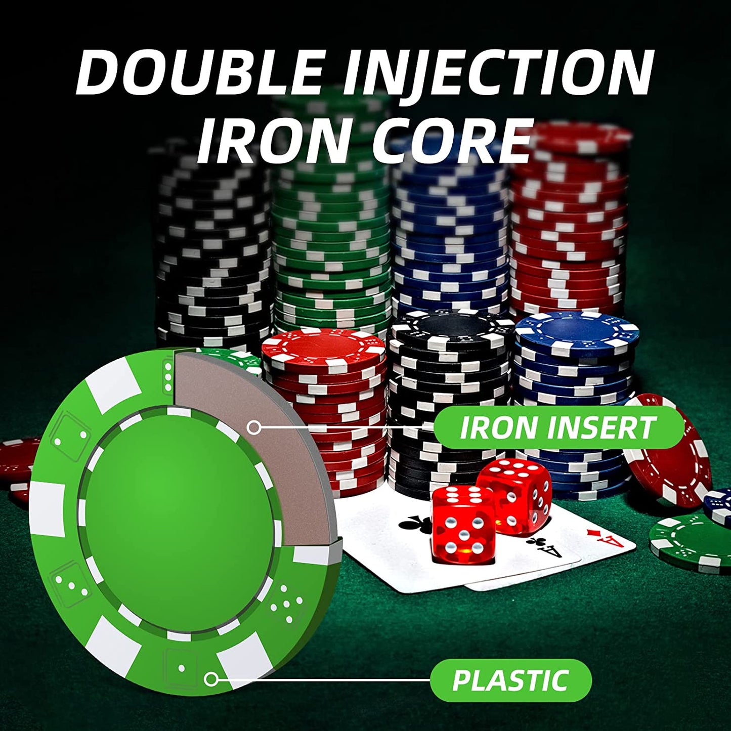 Casino Poker Chip Set - 300PCS Poker Chips with Aluminum Case, 11.5 Gram Chips for Texas Holdem Blackjack Gambling